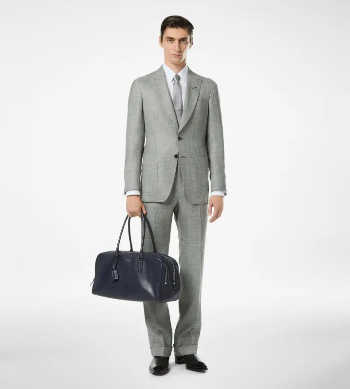 WOOL SILK LINEN SHARKSKIN PANT BLACK AND WHITE online